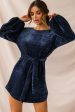 Diva Velvet Yarn Knit Dress Navy Hot on Sale