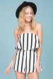 Monserrat Cute Striped Romper White Sale