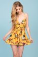 Trinity Open Back Floral Romper Yellow Mustard Online Hot Sale