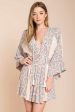 Brielle Bell Sleeve Summer Dress Peach Print on Sale