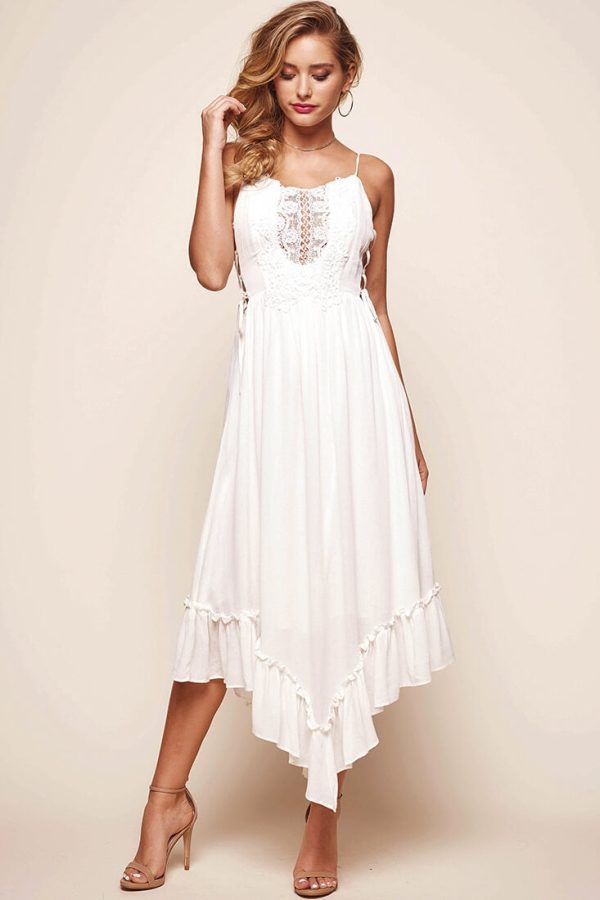 Angel Lace-up Maxi Dress White Online Hot Sale