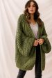 Vermont Oversized Garter Knit Cardigan Olive Sale