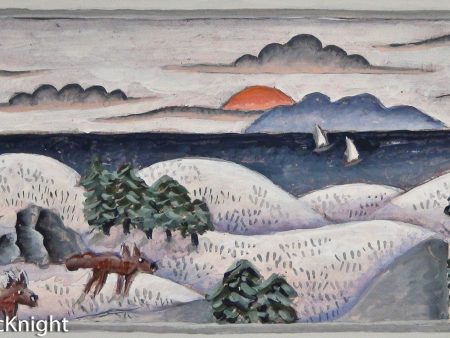 Snowy Landscape with Two Foxes Discount