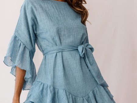 Wilshire Tiered Ruffle Hem Dress Denim Blue For Discount