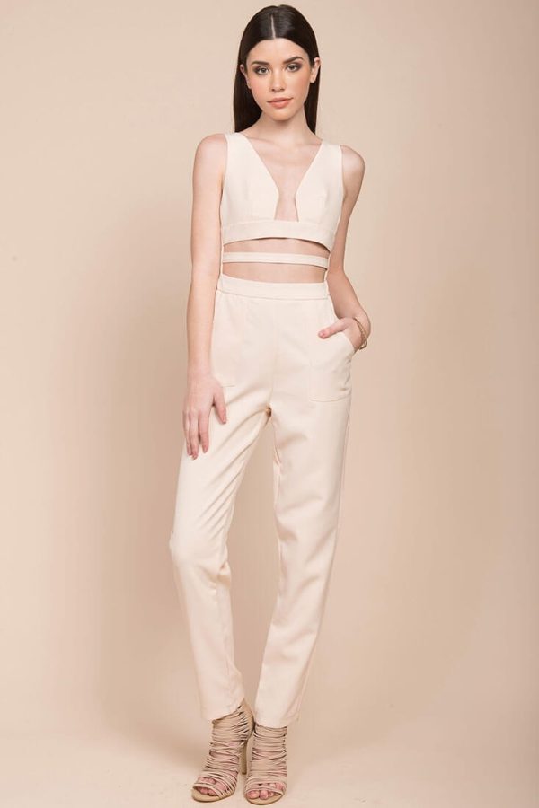 Beverly cutout Dressy Jumpsuit Blush Online Sale