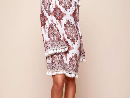 Sujata Bohemian Fringe Tunic Dress White Discount