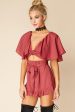 Shelly Ruffled cutout Romper Rose For Sale