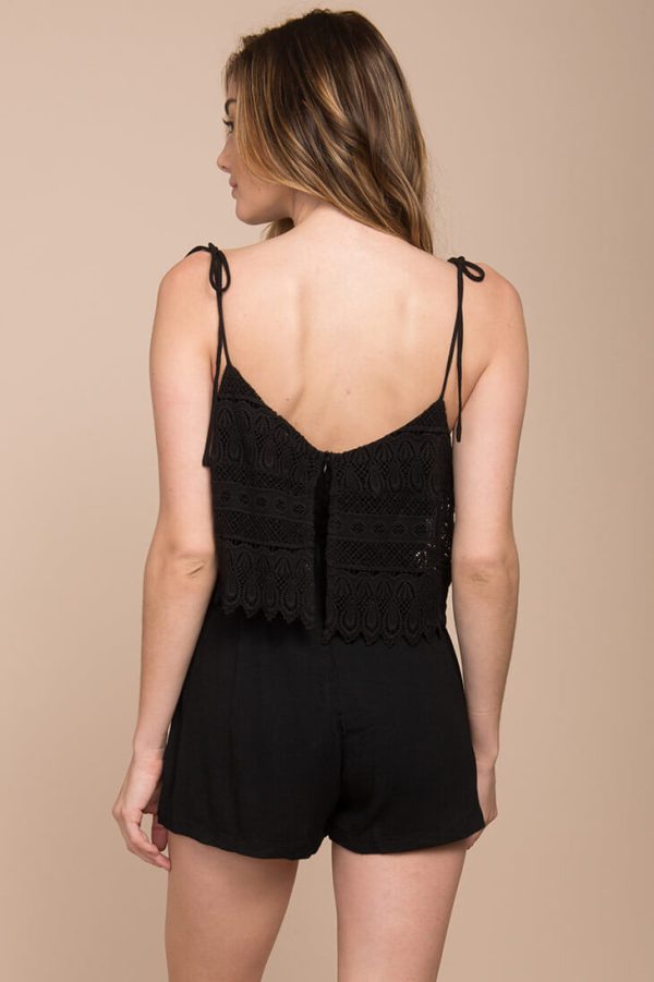 Hailee Crochet Romper Black For Sale