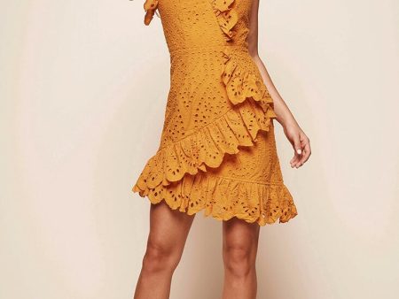 Stevie Zigzag Ruffle Dress Mustard Fashion