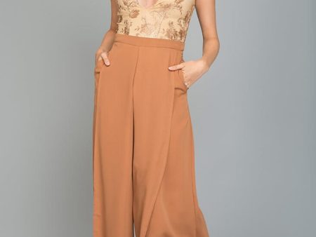 Ayelle Wide Leg Dress Pant Camel Hot on Sale