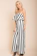 Posh Pin Stripe Ruffle Jumpsuit White Fashion