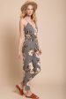 Izabella Grey Floral Jumpsuit Hot on Sale