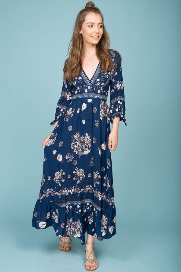 Zaika Maxi Dress Navy For Discount