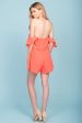 Aliyah Off The Shoulder Ruffle Overlay Romper Coral Supply