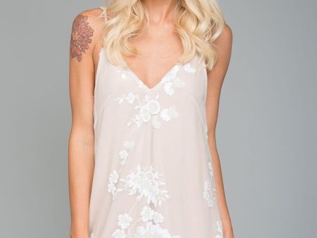 Alexandra Embroidered Floral Going Out Dress White Cheap