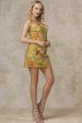 Ana Spaghetti Strap Floral Embroidered Dress Yellow Mustard Online