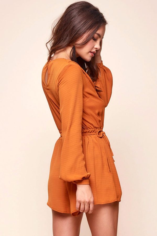 Bailey Vintage V Neck Romper Orange For Cheap