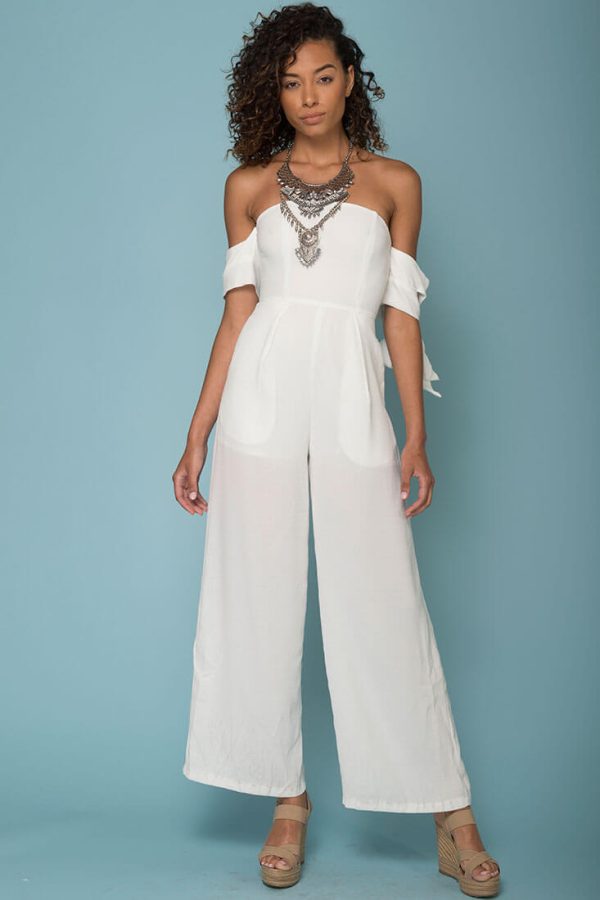 Kyndall Tube Top Jumpsuit White Sale