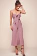 Khloe Bow Tie Wide Leg Jumpsuit Dusty Pink Hot on Sale