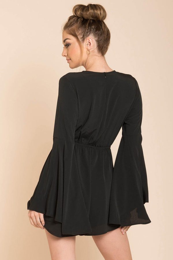 Lailani Bell Sleeve Romper Black For Cheap