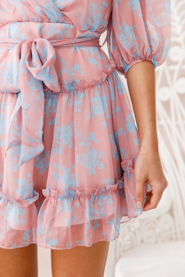 Bow-Peep 3 4 Sleeve Bow Detail Dress Rose Online now