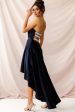 Belle Strapless High-Low Hem Dress Navy For Sale