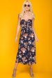 Khloe Floral Summer Bow Tie Jumpsuit Navy For Cheap