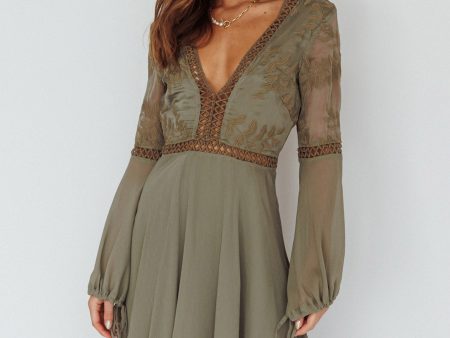 Carson Crochet Details Dress Olive on Sale