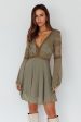 Carson Crochet Details Dress Olive on Sale