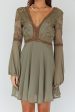 Carson Crochet Details Dress Olive on Sale