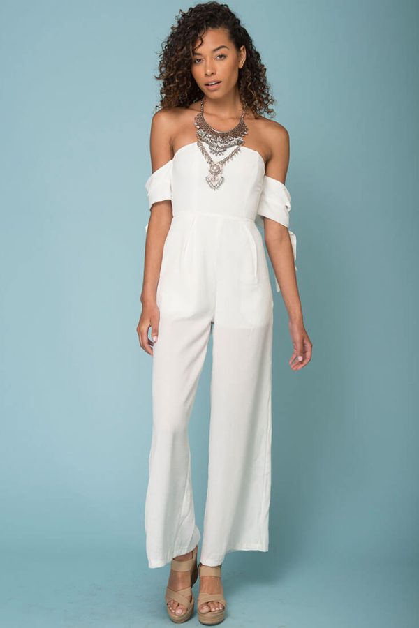 Kyndall Tube Top Jumpsuit White Sale