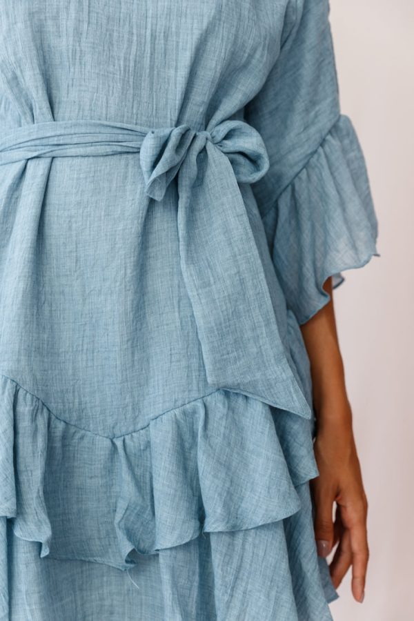 Wilshire Tiered Ruffle Hem Dress Denim Blue For Discount