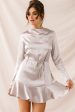 Interstellar Ruffle Hem Long Sleeve Dress Champagne Sale