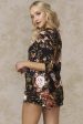 Zane Long Bell Sleeve Floral Romper Black Fashion