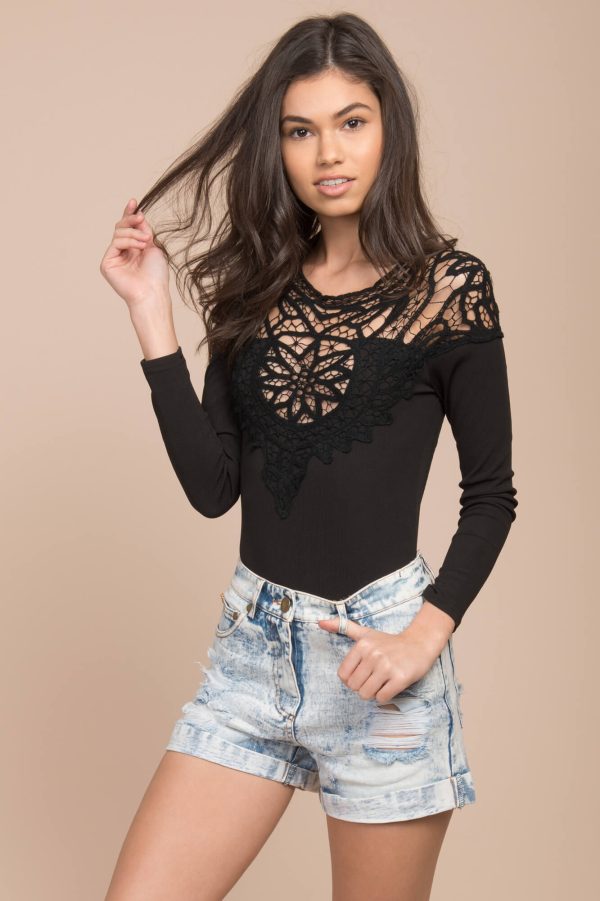 Brittan Crochet Bodysuit Black Supply