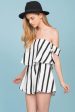 Mariah Striped Romper White For Sale