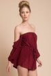 Addison Off The Shoulder Romper Wine Cheap