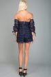 Stefani Heart Shaped Off the Shoulder Romper Navy Cheap