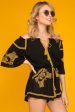 Gabriella Embroidered Tassel Romper Black For Sale