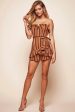 Kourtney Striped Tie Waist Romper Tan Online Hot Sale