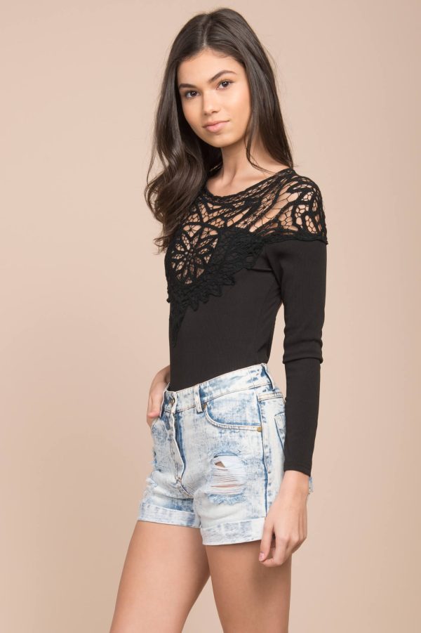 Brittan Crochet Bodysuit Black Supply