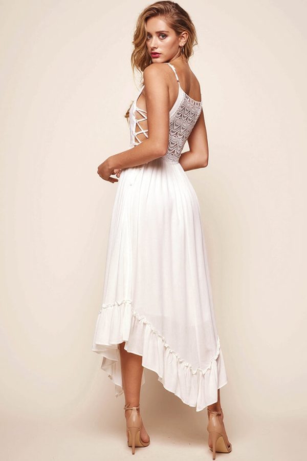 Angel Lace-up Maxi Dress White Online Hot Sale