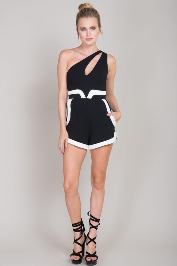 Noelle Asymmetrical Party Romper Black For Sale