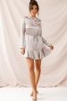 Interstellar Ruffle Hem Long Sleeve Dress Champagne Sale