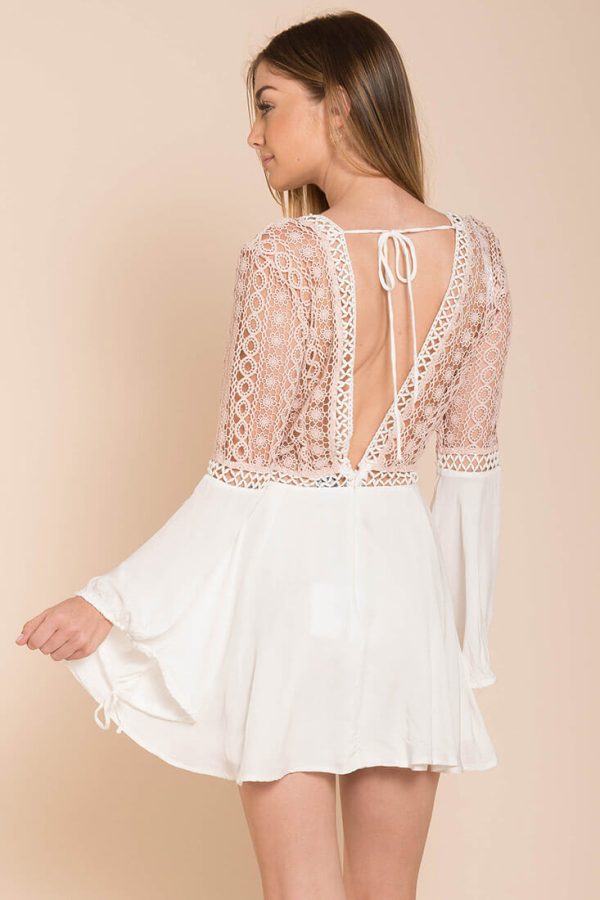 Carson Crochet Details Dress White Discount