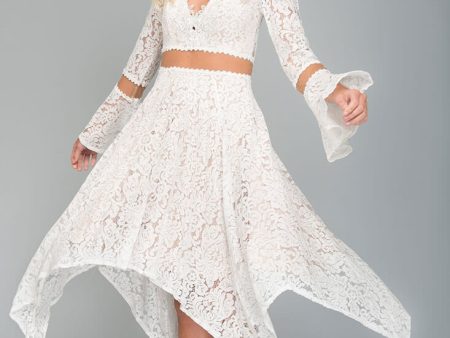 Aria Bell Sleeve Dress White Sale