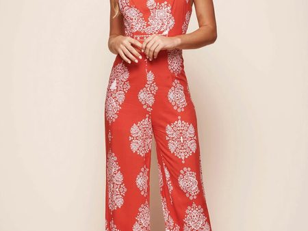 Angie Tie Back Jumpsuit Red For Sale