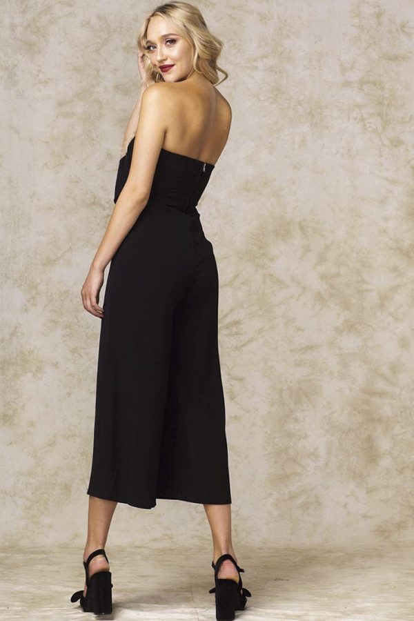 Khloe Bow Tie Wide Leg Jumpsuit Black For Cheap