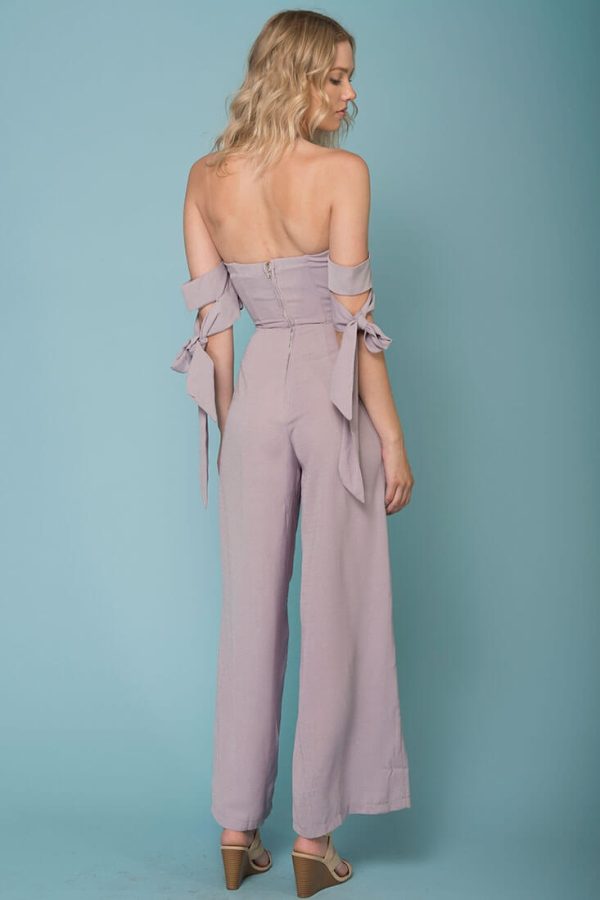 Kyndall Off The Shoulder Tube Top Jumpsuit Grey Discount