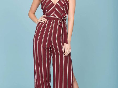 Kallie Striped Jumpsuit Wine For Cheap